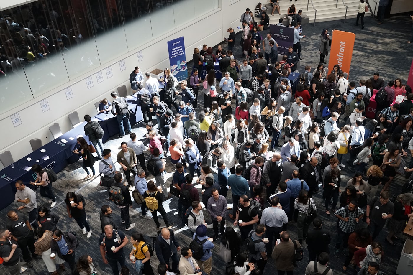 Guests arriving in a building lobby